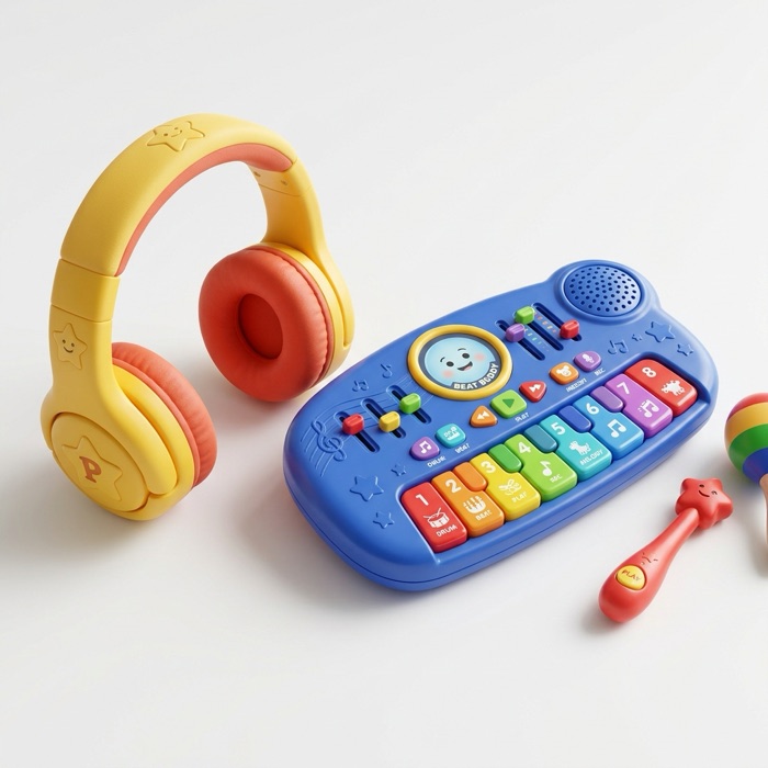 Music Studio headphones and beat pad